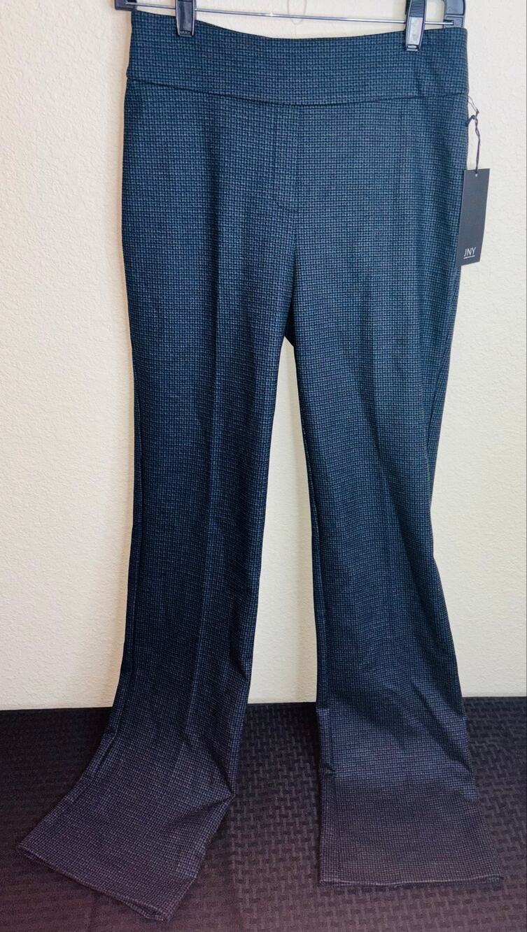 Jones New York, Blue/Grey High-Stretch Ponte Pants Straight Leg NWT Womens Small